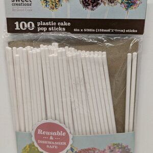 NEW! Sweet Creations Reusable Plastic Lollipop Sticks - White, 200ct 6in